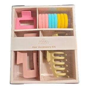 Studio Selection Hair Accessory Kit Claw Clips & Hair Elastics Set NIB